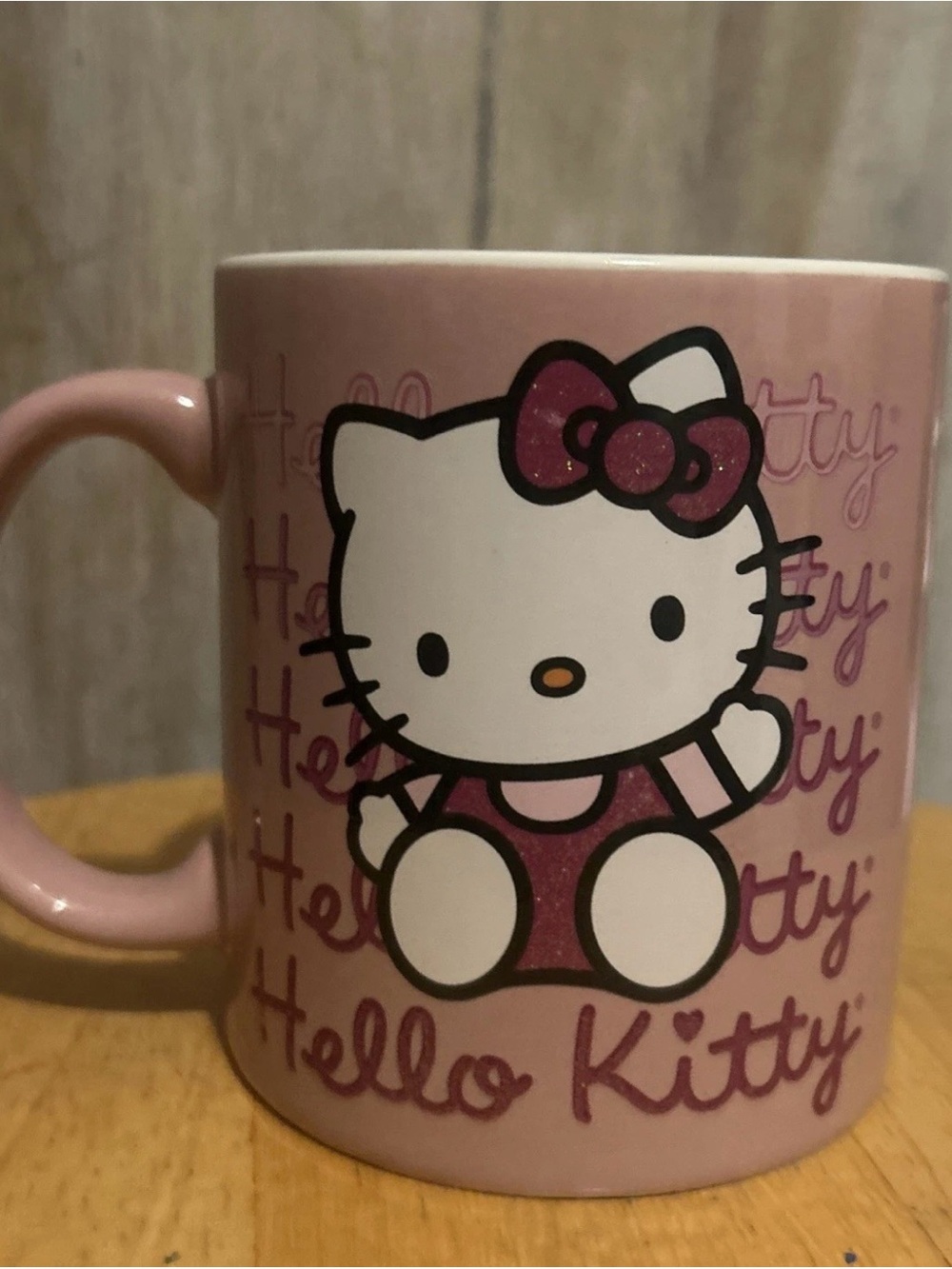 Sanrio Hello Kitty Pink Glitter Accent Ceramic Mug